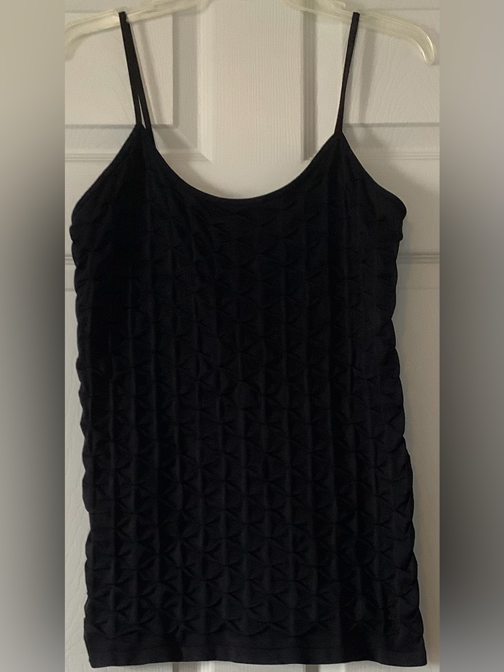 Black Textured Spaghetti Strap Tank Top - Picture 2 of 5
